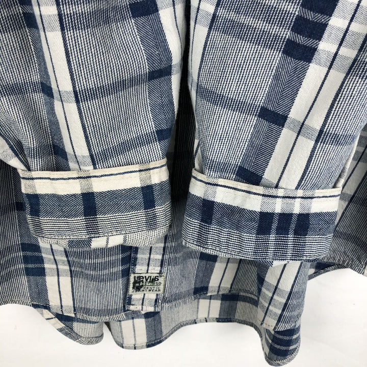 Levi's Check Pattern Men's XL (approx.) cotton navy blue type Vintage Second Hand