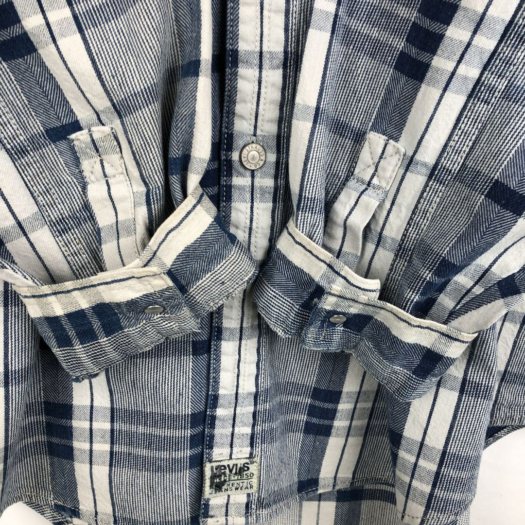Levi's Check Pattern Men's XL (approx.) cotton navy blue type Vintage Second Hand