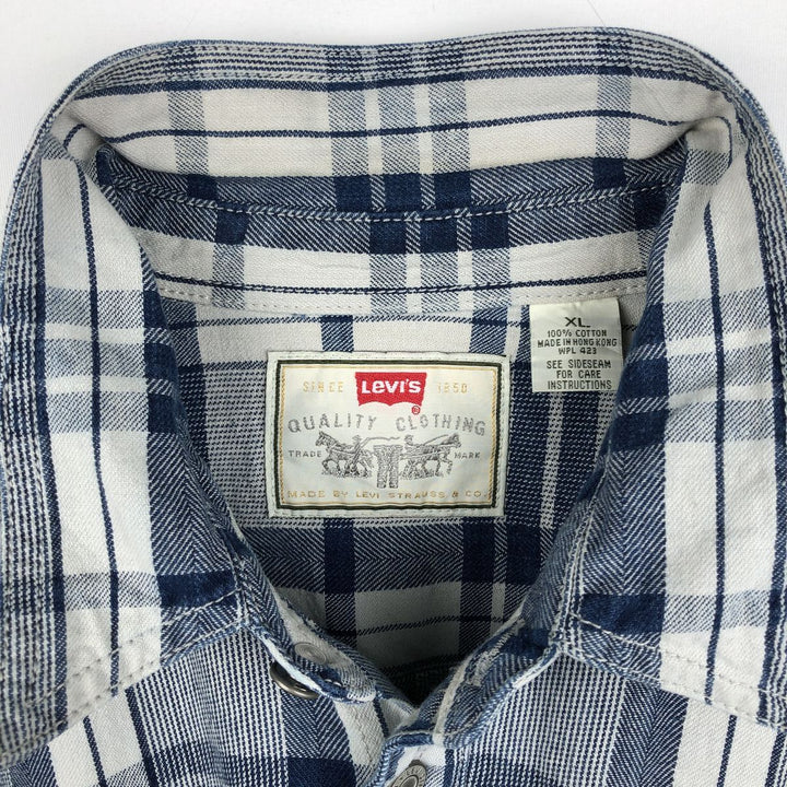 Levi's Check Pattern Men's XL (approx.) cotton navy blue type Vintage Second Hand