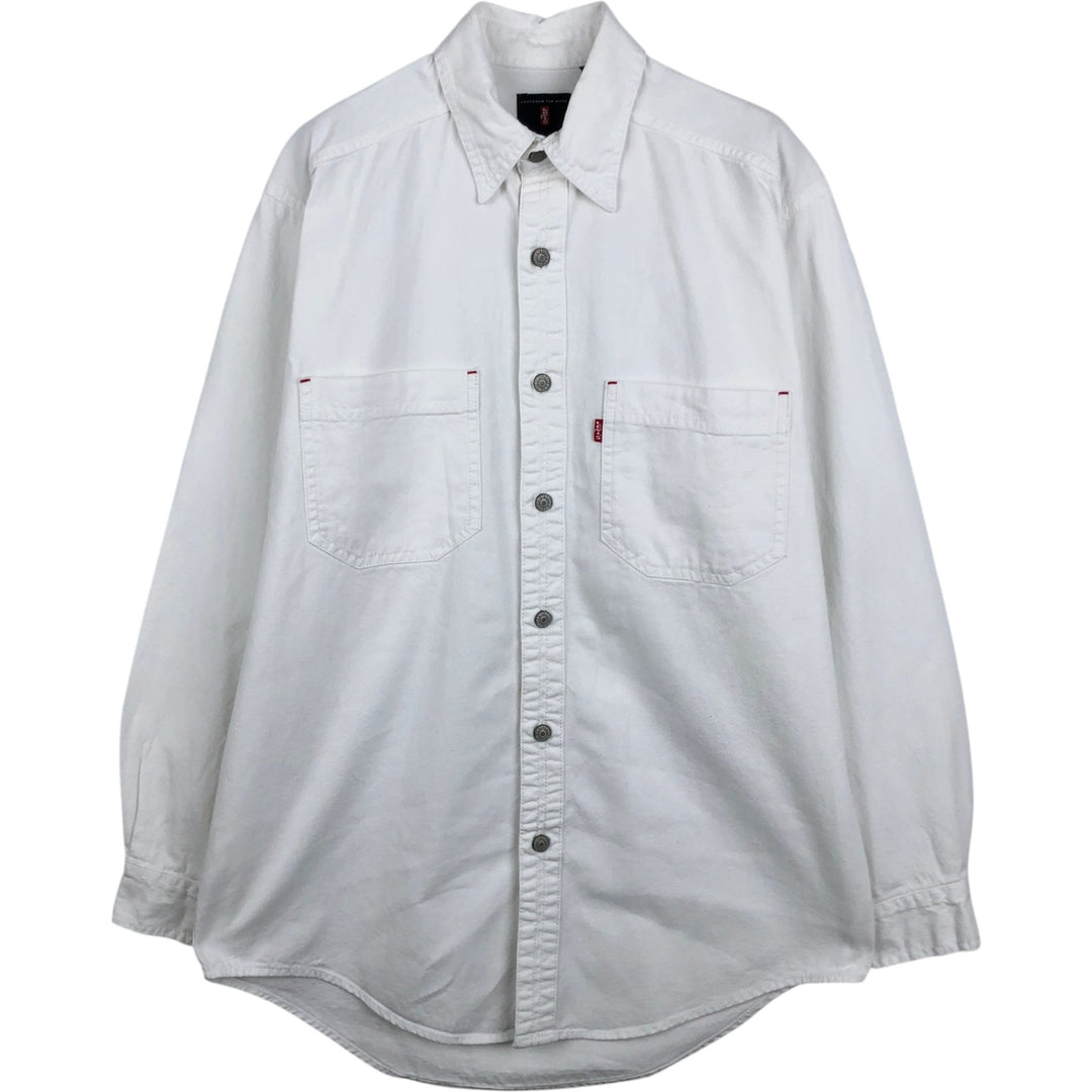 Levi's RED TAB Long-Sleeve White Denim Shirt, Men's Size S (approx.) cotton white type Vintage Second Hand