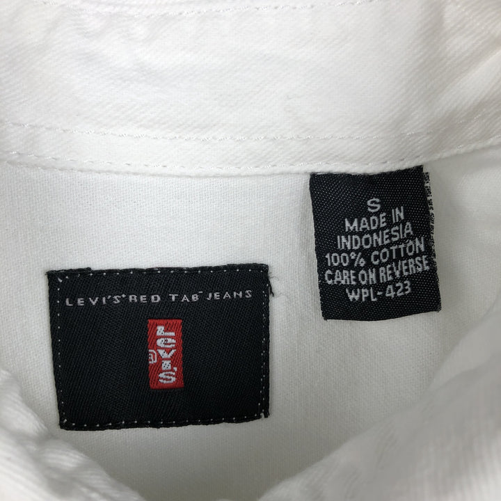 Levi's RED TAB Long-Sleeve White Denim Shirt, Men's Size S (approx.) cotton white type Vintage Second Hand