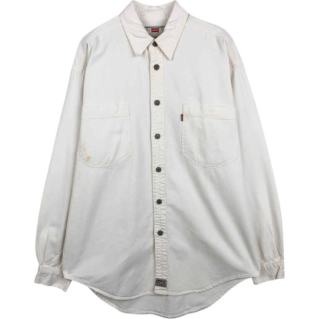 Levi's RED TAB Long-Sleeve White Denim Shirt, Men's Size M (approx.) cotton white type Vintage Second Hand