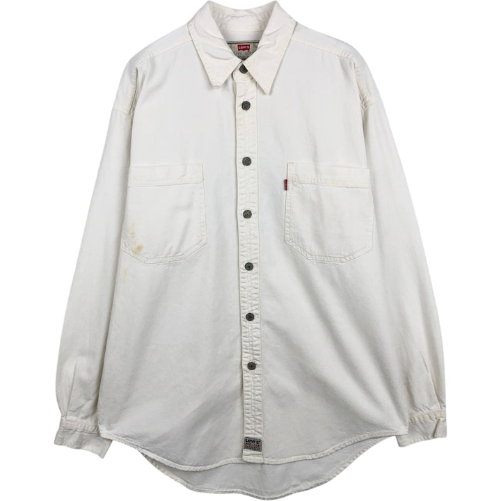 Levi's RED TAB Long-Sleeve White Denim Shirt, Men's Size M (approx.) cotton white type Vintage Second Hand