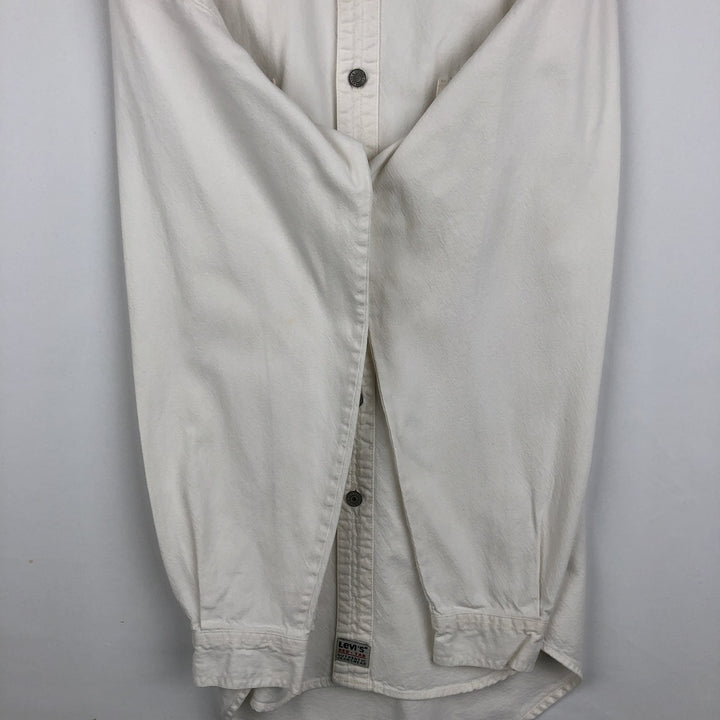 Levi's RED TAB Long-Sleeve White Denim Shirt, Men's Size M (approx.) cotton white type Vintage Second Hand