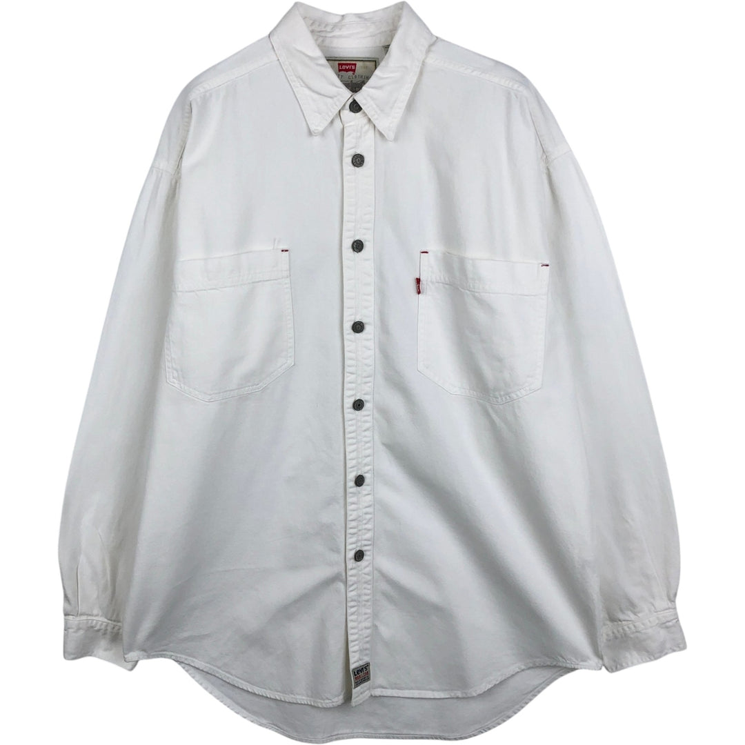 Levi's RED TAB Long-Sleeve White Denim Shirt, Men's Size M (approx.) cotton white type Vintage Second Hand