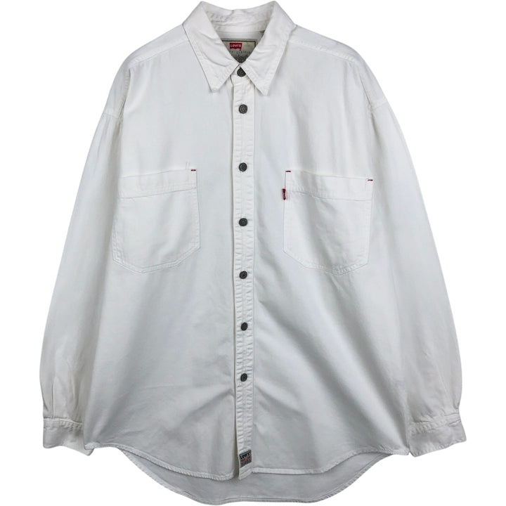 Levi's RED TAB Long-Sleeve White Denim Shirt, Men's Size M (approx.) cotton white type Vintage Second Hand