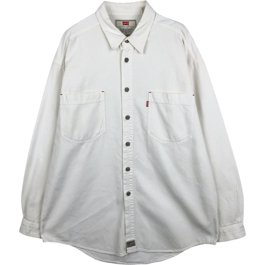 Levi's RED TAB Long-Sleeve White Denim Shirt, Men's Size L (approx.) cotton white type Vintage Second Hand