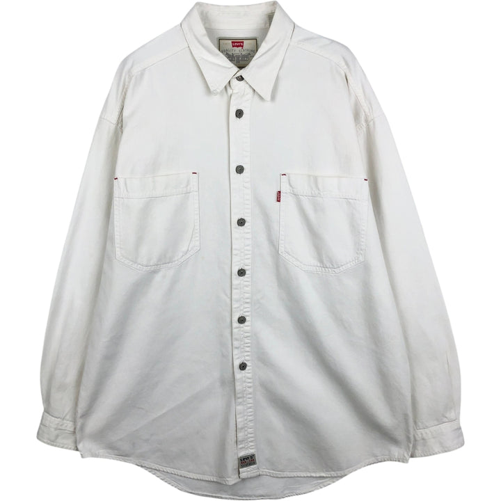 Levi's RED TAB Long-Sleeve White Denim Shirt, Men's Size L (approx.) cotton white type Vintage Second Hand