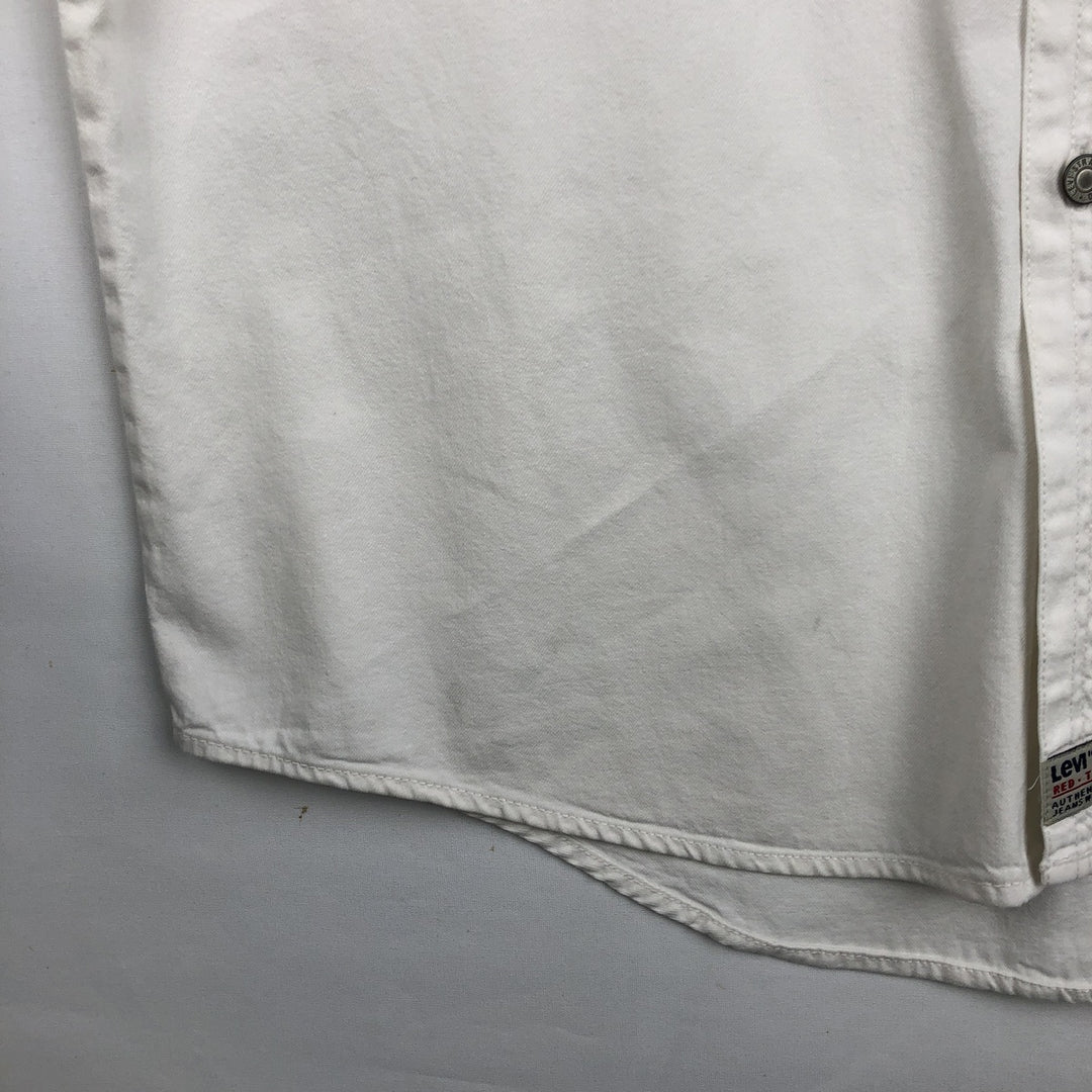 Levi's RED TAB Long-Sleeve White Denim Shirt, Men's Size L (approx.) cotton white type Vintage Second Hand