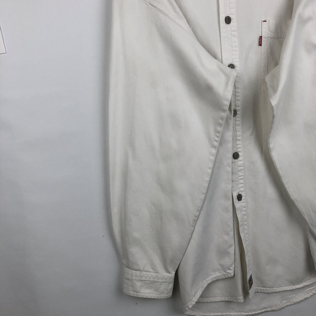 Levi's RED TAB Long-Sleeve White Denim Shirt, Men's Size L (approx.) cotton white type Vintage Second Hand