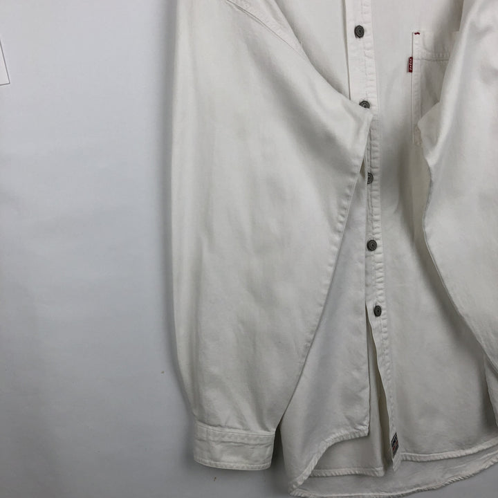 Levi's RED TAB Long-Sleeve White Denim Shirt, Men's Size L (approx.) cotton white type Vintage Second Hand
