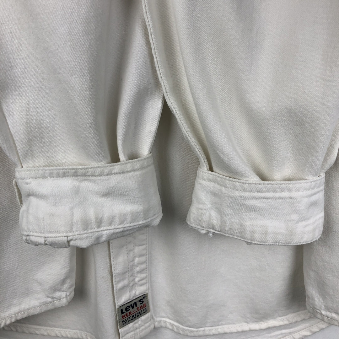 Levi's RED TAB Long-Sleeve White Denim Shirt, Men's Size L (approx.) cotton white type Vintage Second Hand