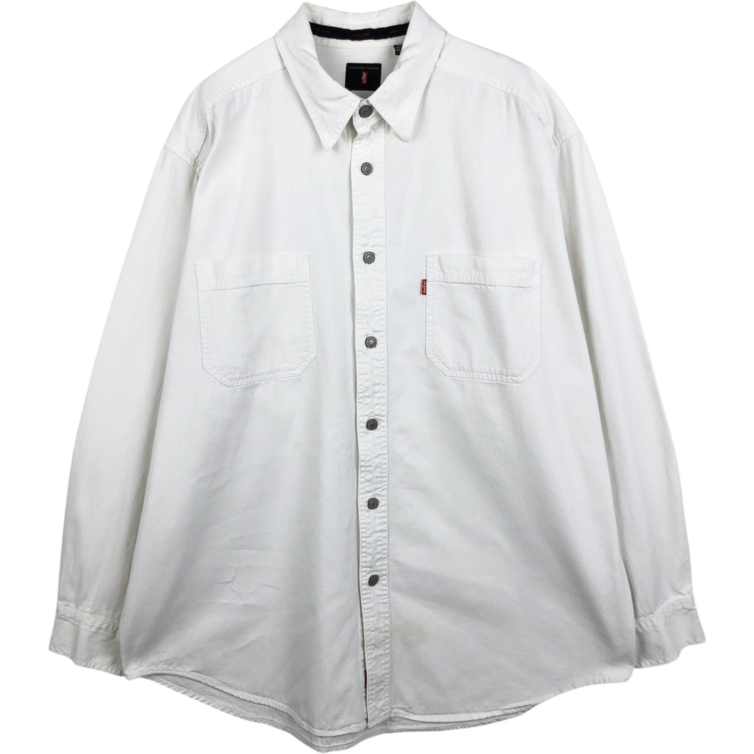Levi's RED TAB Long-Sleeve White Denim Shirt, Men's Size L (approx.) cotton white type Vintage Second Hand