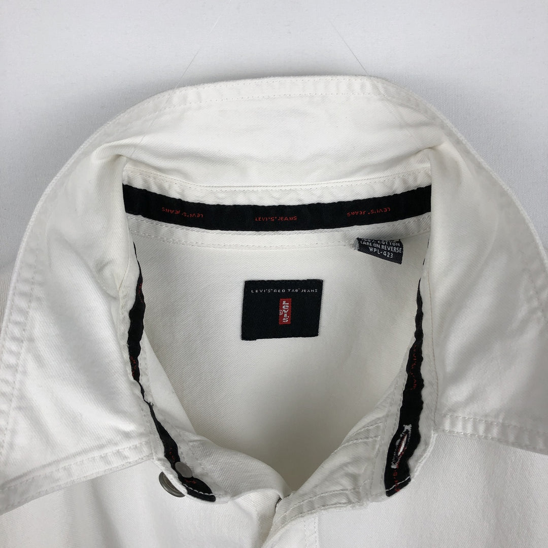 Levi's RED TAB Long-Sleeve White Denim Shirt, Men's Size L (approx.) cotton white type Vintage Second Hand