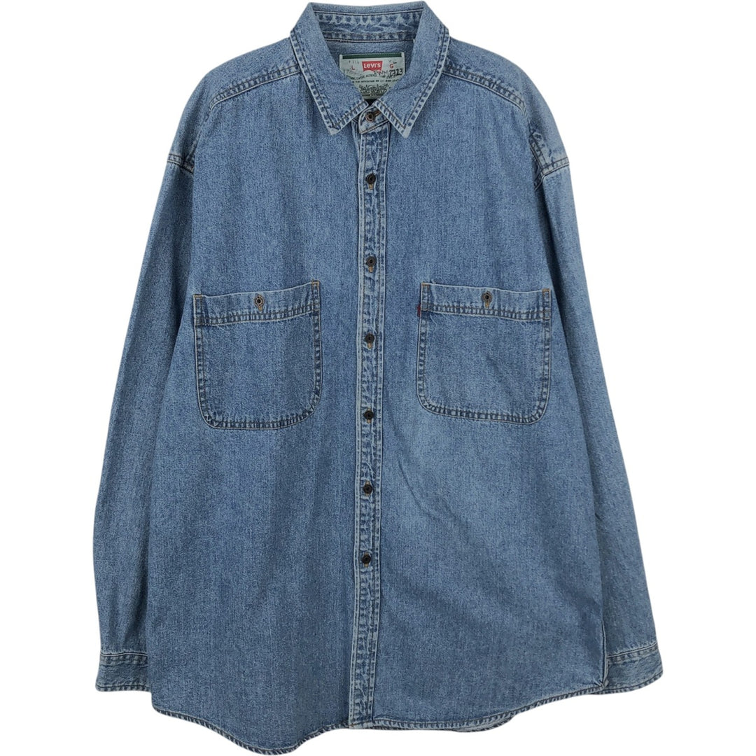 90'S Levi's Long Sleeve Denim Shirt, Men's Size L, Vintage cotton blue type Vintage Second Hand
