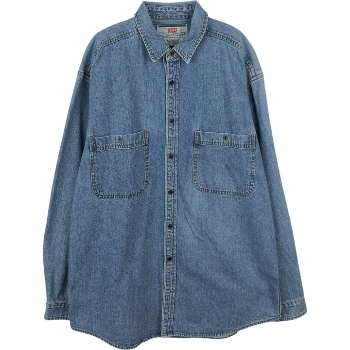 90'S Levi's Long Sleeve Denim Shirt, Men's Size L, Vintage cotton blue type Vintage Second Hand