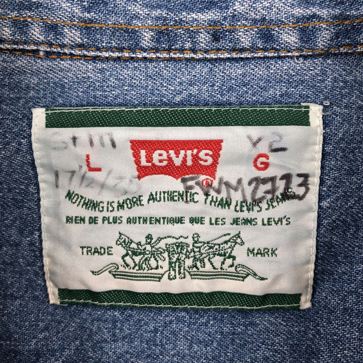 90'S Levi's Long Sleeve Denim Shirt, Men's Size L, Vintage cotton blue type Vintage Second Hand