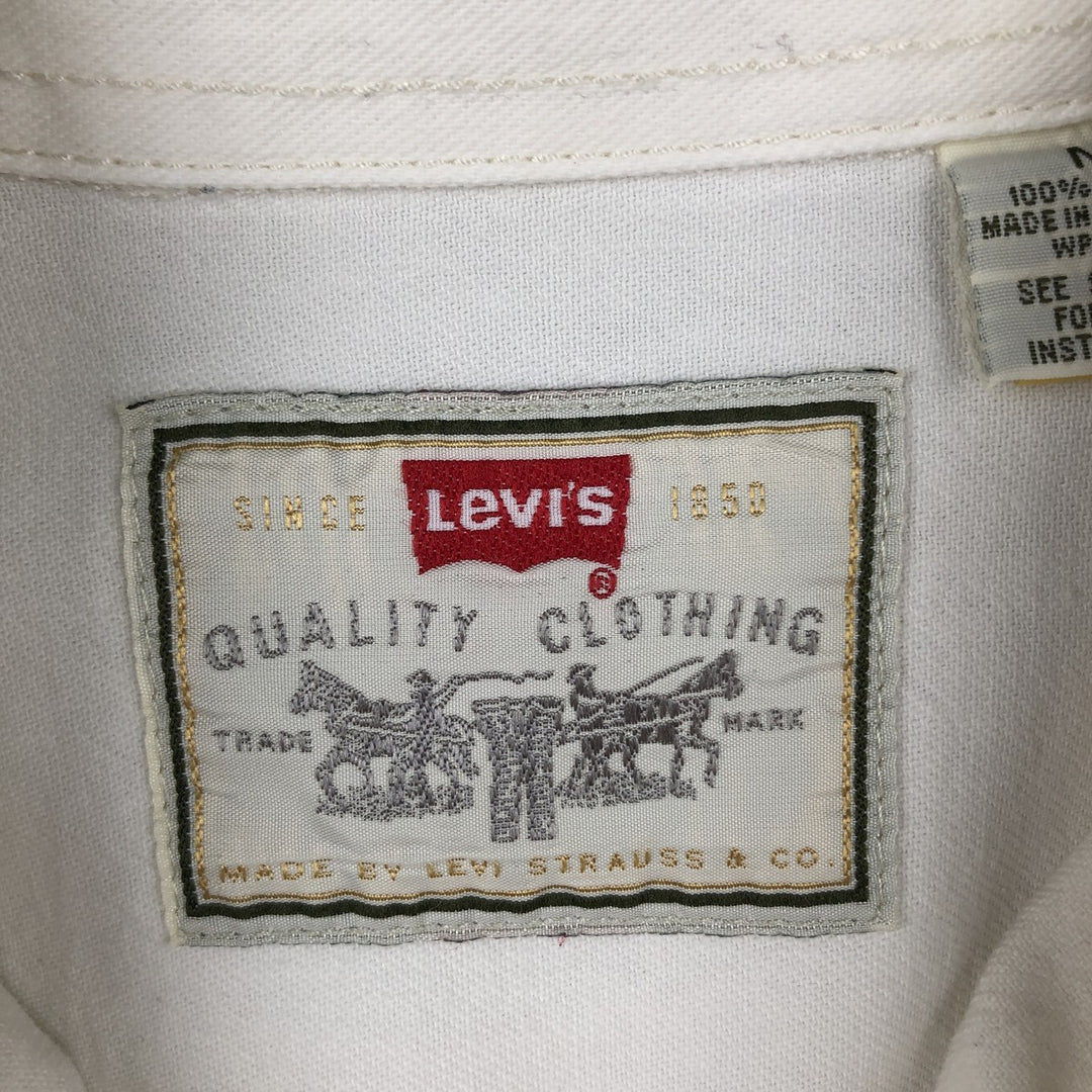 ~90'S Levi's Button-Down Long-Sleeve White Denim Shirt, Men's Size M (Equivalent), Vintage cotton white type Vintage Second Hand