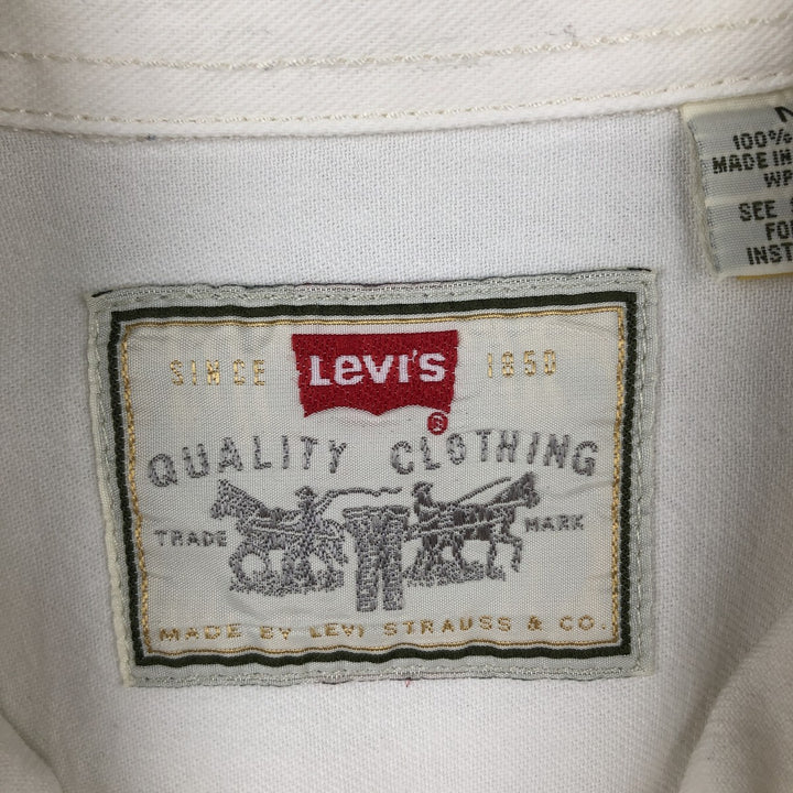 ~90'S Levi's Button-Down Long-Sleeve White Denim Shirt, Men's Size M (Equivalent), Vintage cotton white type Vintage Second Hand