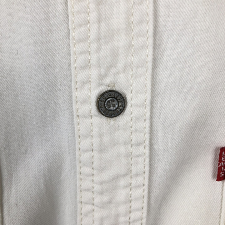 ~90'S Levi's Button-Down Long-Sleeve White Denim Shirt, Men's Size M (Equivalent), Vintage cotton white type Vintage Second Hand