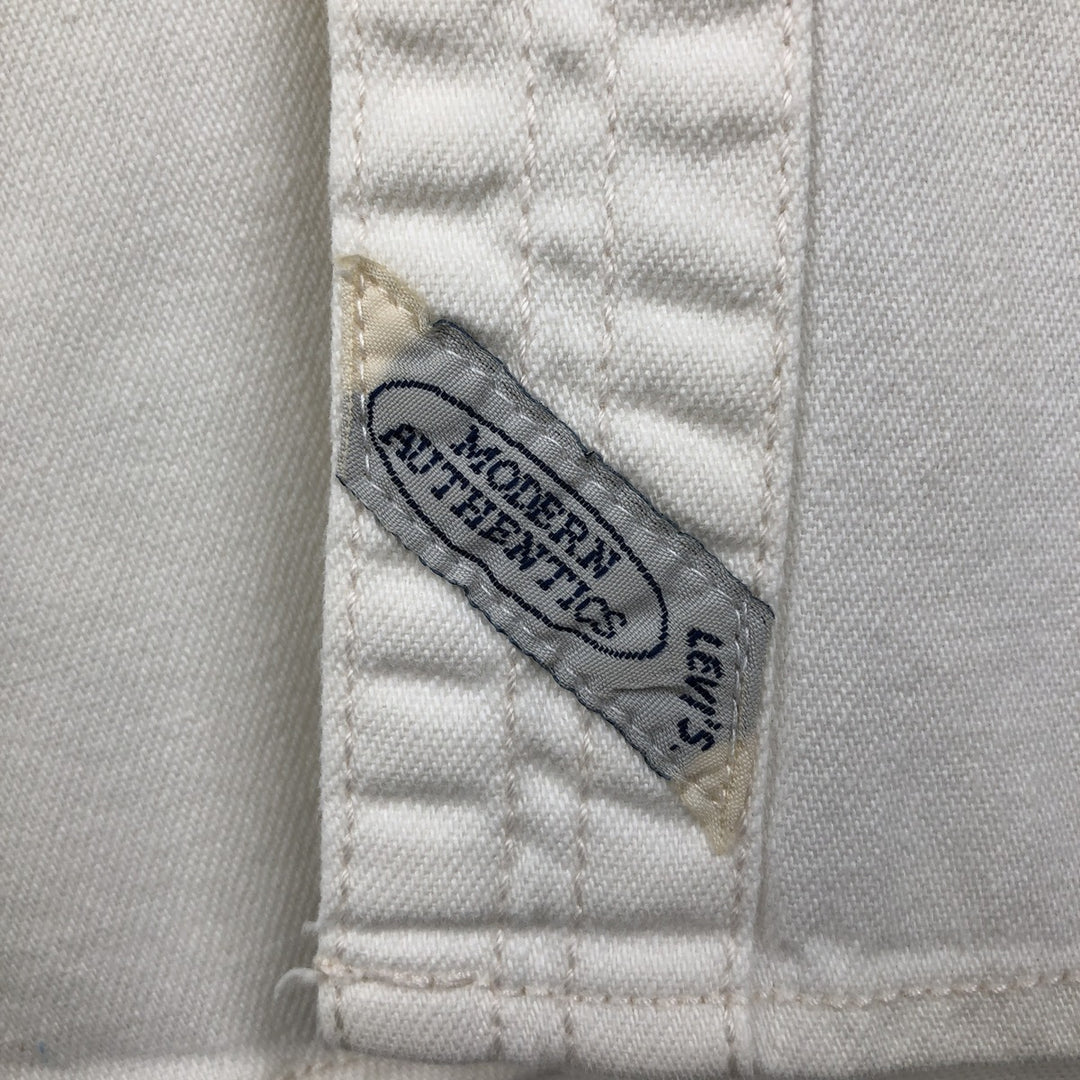 ~90'S Levi's Long-Sleeve White Denim Shirt, Men's Size M (Equivalent), Vintage cotton white type Vintage Second Hand