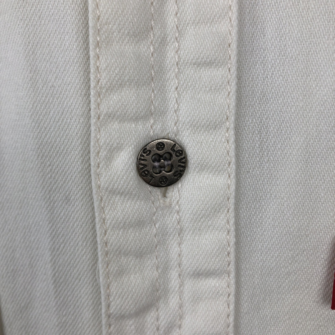 ~90'S Levi's Long-Sleeve White Denim Shirt, Men's Size M (Equivalent), Vintage cotton white type Vintage Second Hand