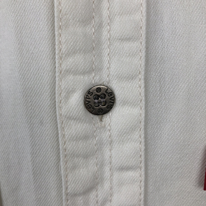~90'S Levi's Long-Sleeve White Denim Shirt, Men's Size M (Equivalent), Vintage cotton white type Vintage Second Hand