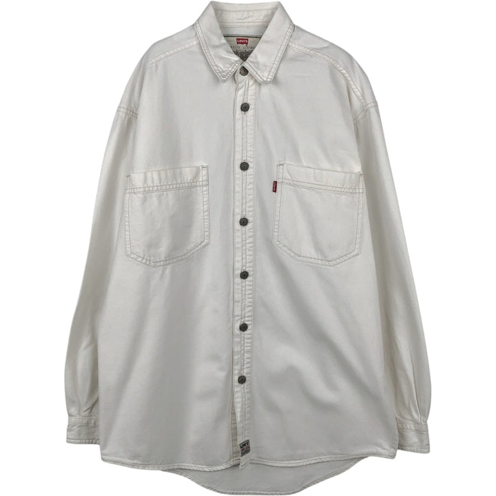 90s-00'S Levi's RED TAB Long-Sleeve White Denim Shirt, Men's Size S (approx.) cotton white type Vintage Second Hand