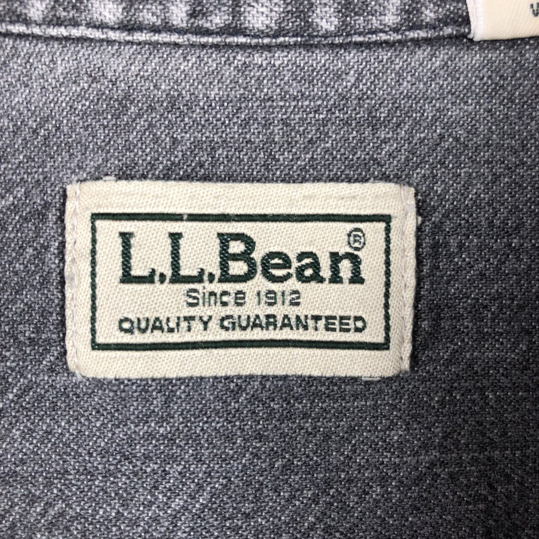 90'S LLBean Long-Sleeve Button-Down Black Denim Shirt, Men's Size M (Equivalent), Vintage cotton gray type Vintage Second Hand
