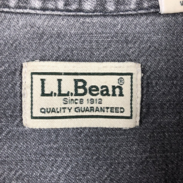 90'S LLBean Long-Sleeve Button-Down Black Denim Shirt, Men's Size M (Equivalent), Vintage cotton gray type Vintage Second Hand