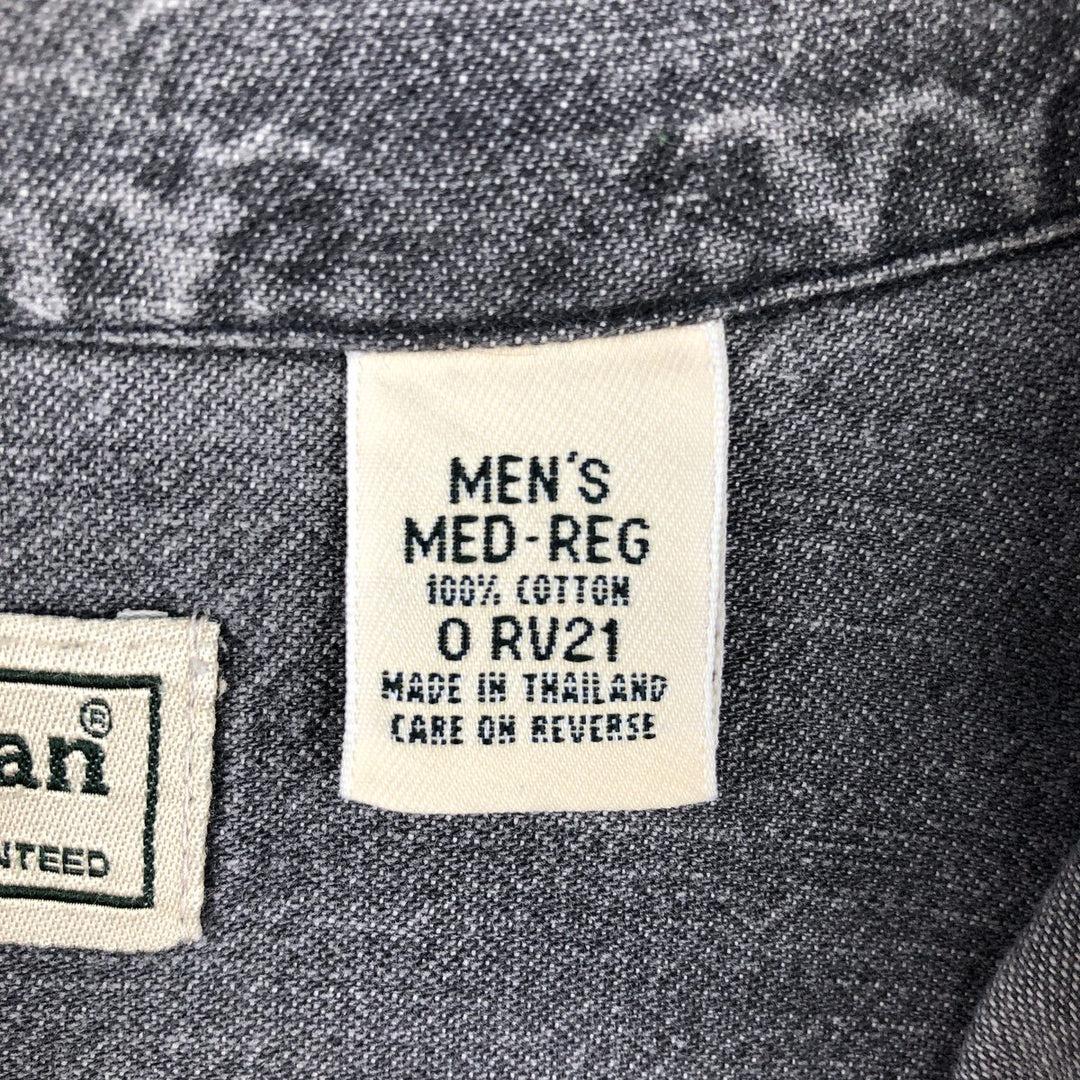 90'S LLBean Long-Sleeve Button-Down Black Denim Shirt, Men's Size M (Equivalent), Vintage cotton gray type Vintage Second Hand