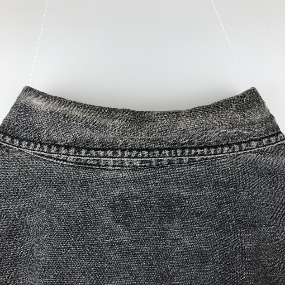 90'S LLBean Long-Sleeve Button-Down Black Denim Shirt, Men's Size M (Equivalent), Vintage cotton gray type Vintage Second Hand