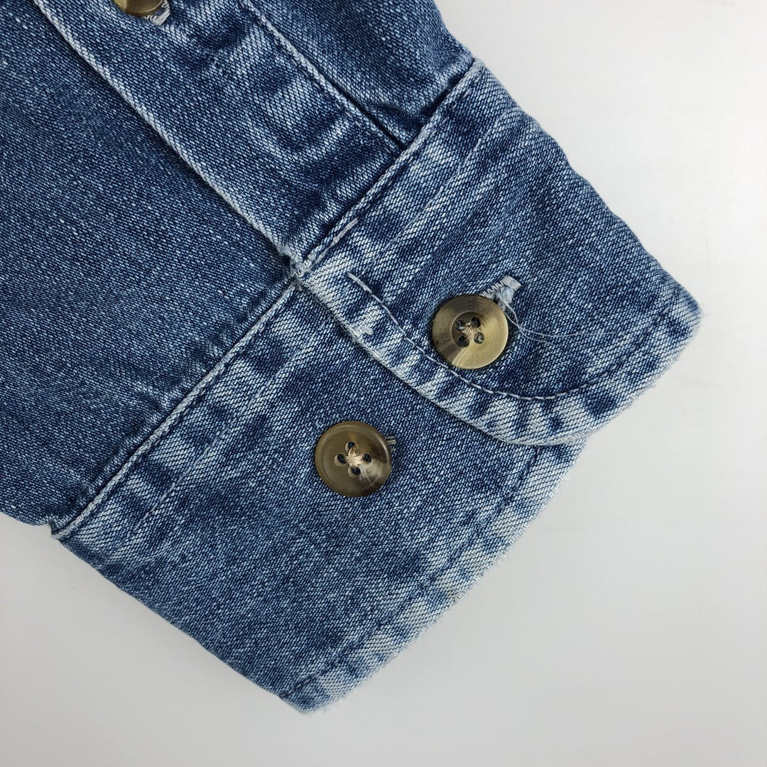Eddie Bauer Denim Long-Sleeve Button-Down Denim Shirt, Men's Size L (approx.) cotton blue type Vintage Second Hand