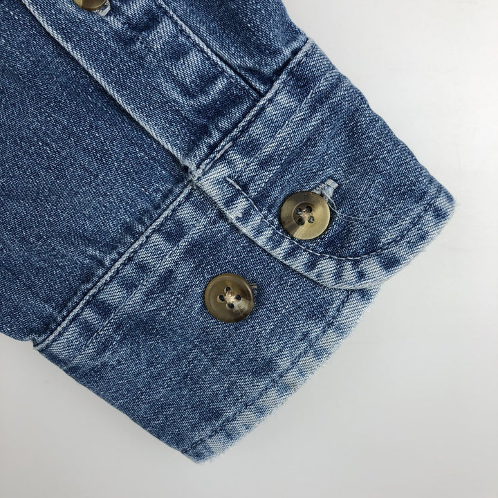 Eddie Bauer Denim Long-Sleeve Button-Down Denim Shirt, Men's Size L (approx.) cotton blue type Vintage Second Hand