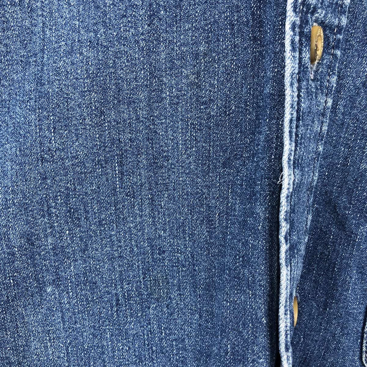 Eddie Bauer Denim Long-Sleeve Button-Down Denim Shirt, Men's Size L (approx.) cotton blue type Vintage Second Hand