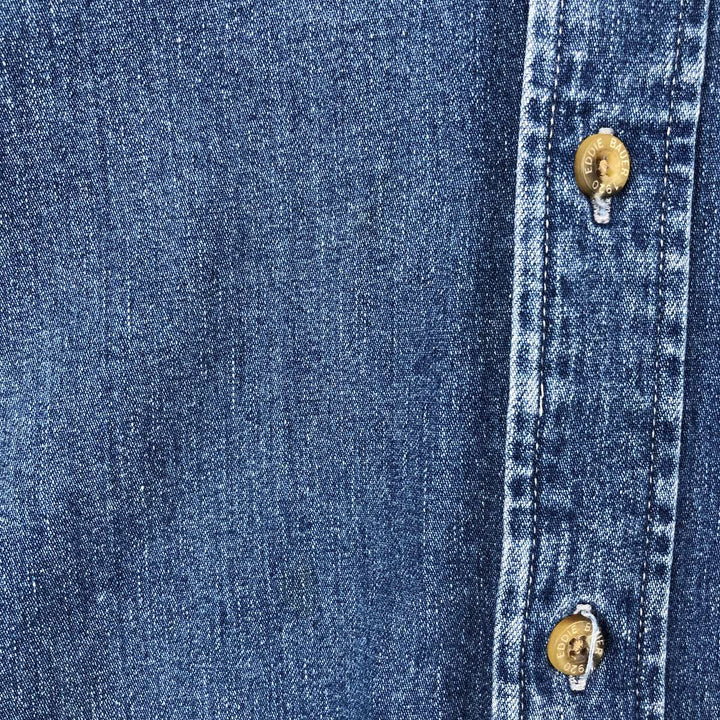 Eddie Bauer Denim Long-Sleeve Button-Down Denim Shirt, Men's Size L (approx.) cotton blue type Vintage Second Hand