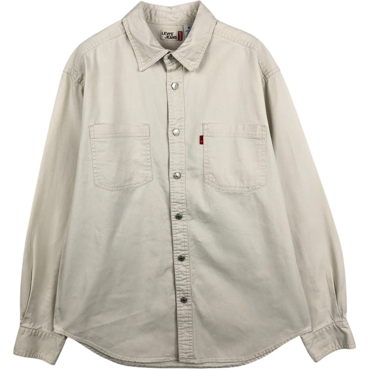90s-00'S Levi's Jeans Long-Sleeve Denim Shirt, Men's Size M (approx.), Vintage cotton Khaki type beige Vintage Second Hand