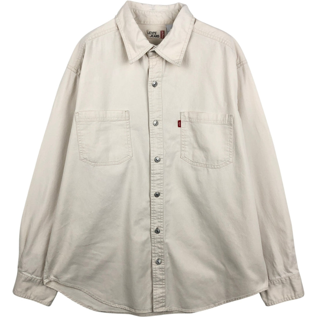 90s-00'S Levi's Jeans Long-Sleeve Denim Shirt, Men's Size L (approx.), Vintage cotton ivory Vintage Second Hand