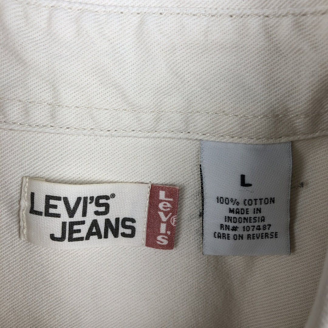 90s-00'S Levi's Jeans Long-Sleeve Denim Shirt, Men's Size L (approx.), Vintage cotton ivory Vintage Second Hand