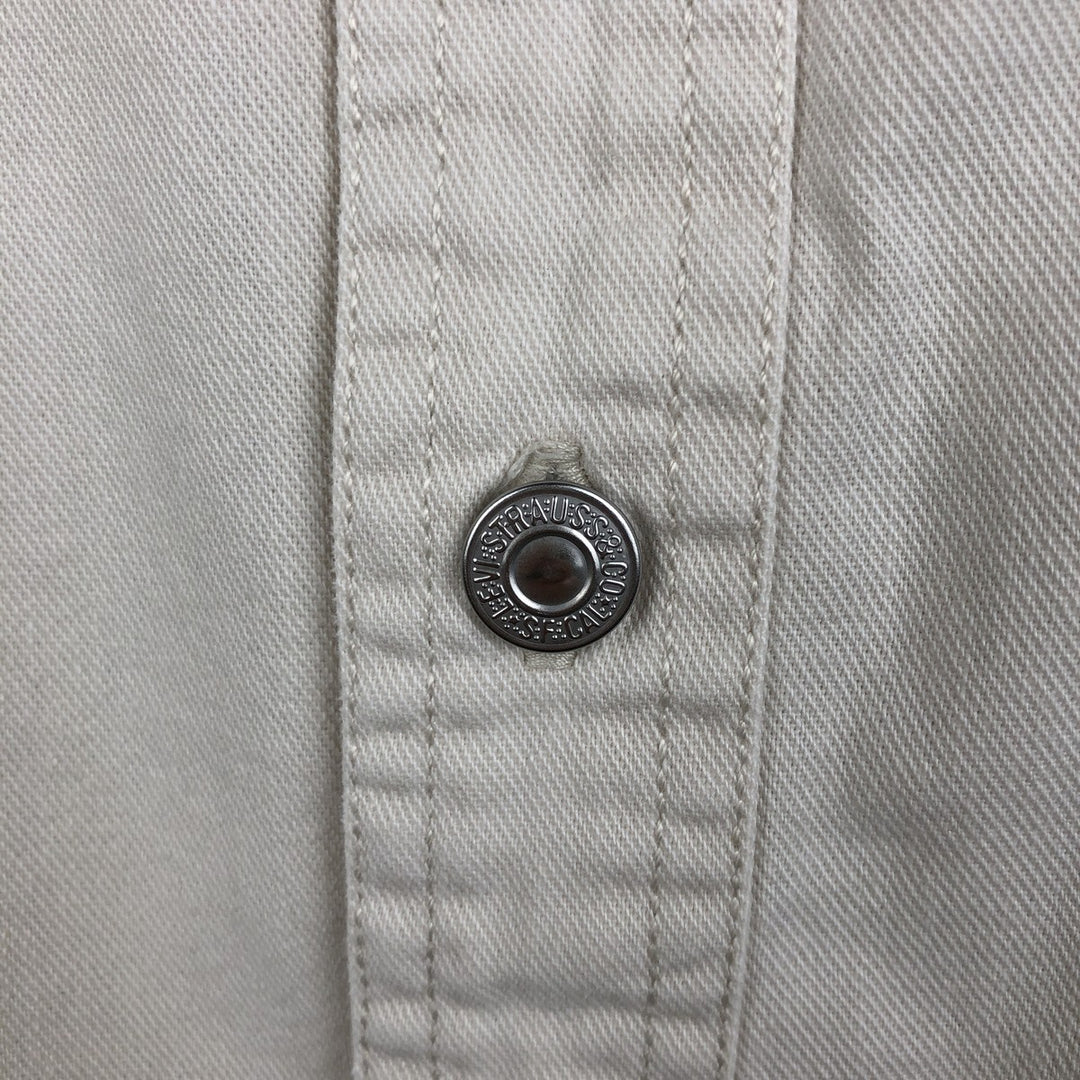 90s-00'S Levi's Jeans Long-Sleeve Denim Shirt, Men's Size L (approx.), Vintage cotton ivory Vintage Second Hand