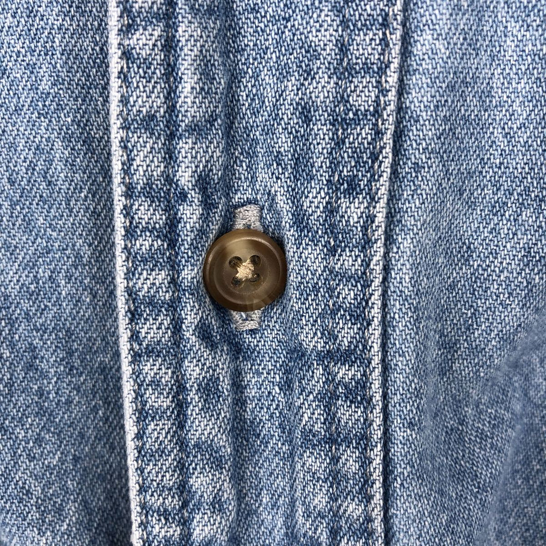 Eddie Bauer long-sleeved button-down denim shirt, men's size XL cotton blue type Vintage Second Hand