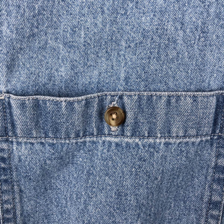 Eddie Bauer long-sleeved button-down denim shirt, men's size XL cotton blue type Vintage Second Hand
