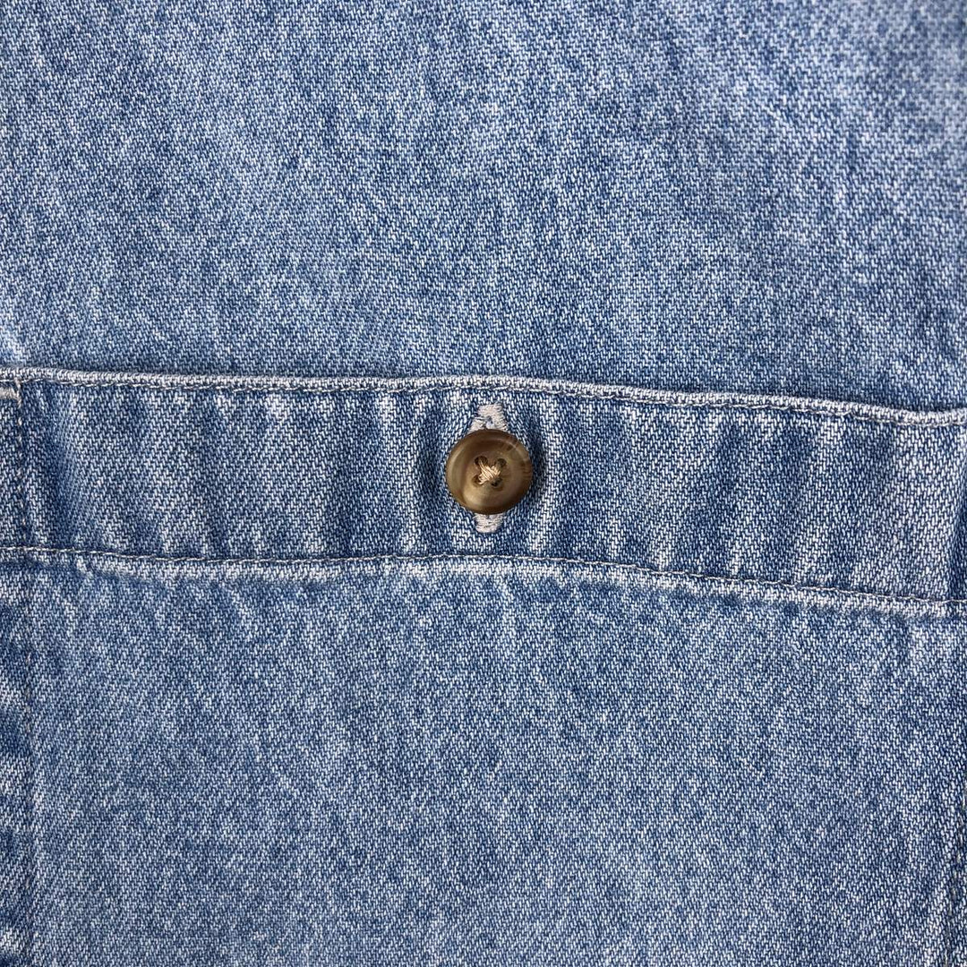 Eddie Bauer long-sleeved button-down denim shirt, men's size XL cotton blue type Vintage Second Hand