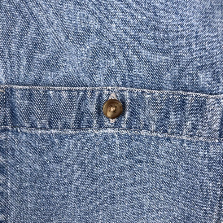 Eddie Bauer long-sleeved button-down denim shirt, men's size XL cotton blue type Vintage Second Hand