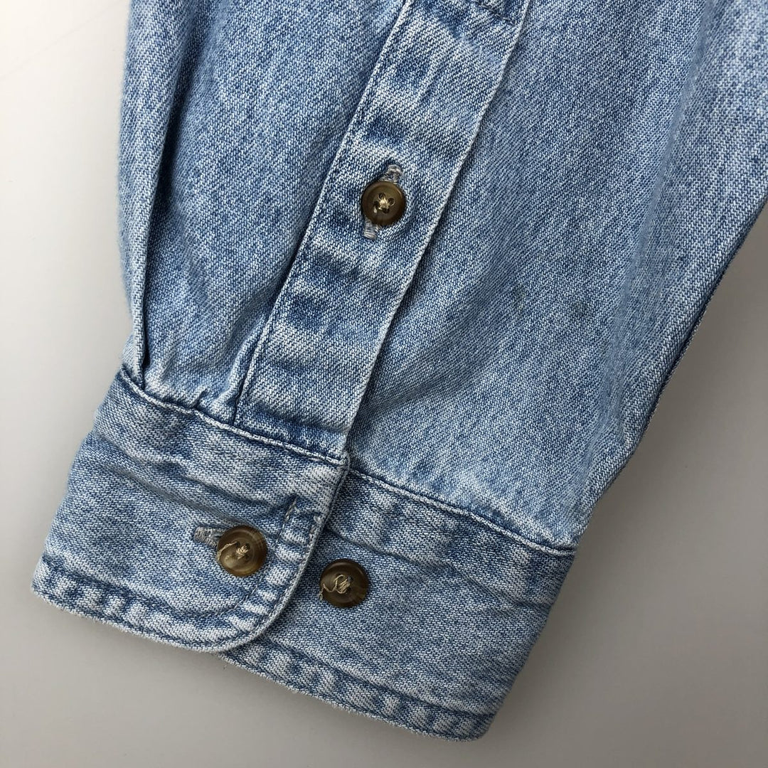 Eddie Bauer long-sleeved button-down denim shirt, men's size XL cotton blue type Vintage Second Hand