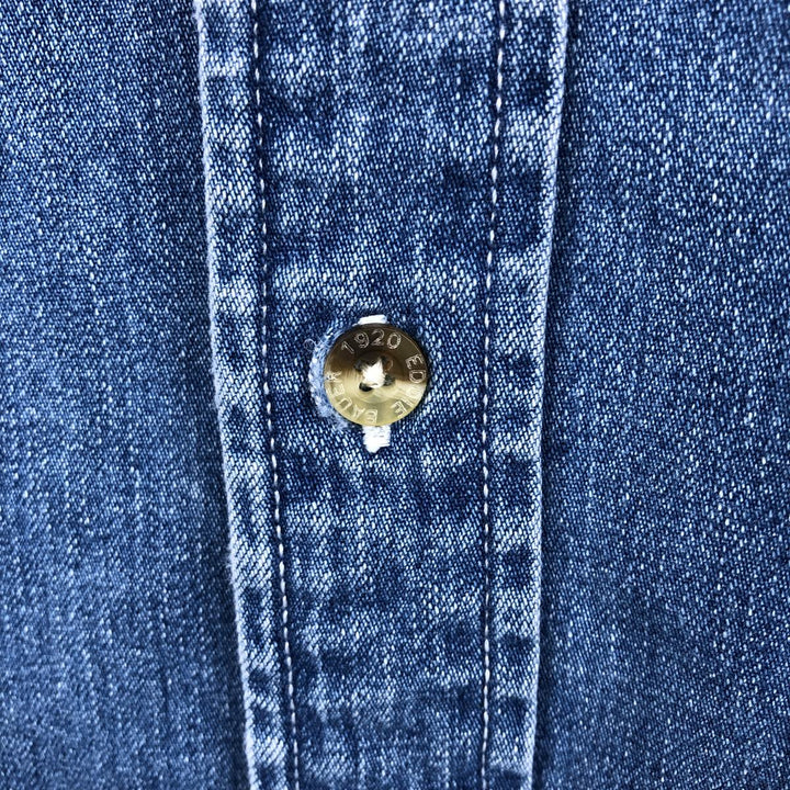 Eddie Bauer long-sleeved button-down denim shirt, men's size XL cotton blue type Vintage Second Hand