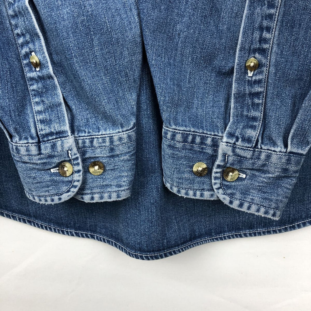 Eddie Bauer long-sleeved button-down denim shirt, men's size XL cotton blue type Vintage Second Hand