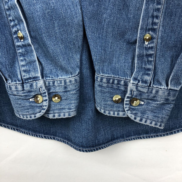 Eddie Bauer long-sleeved button-down denim shirt, men's size XL cotton blue type Vintage Second Hand