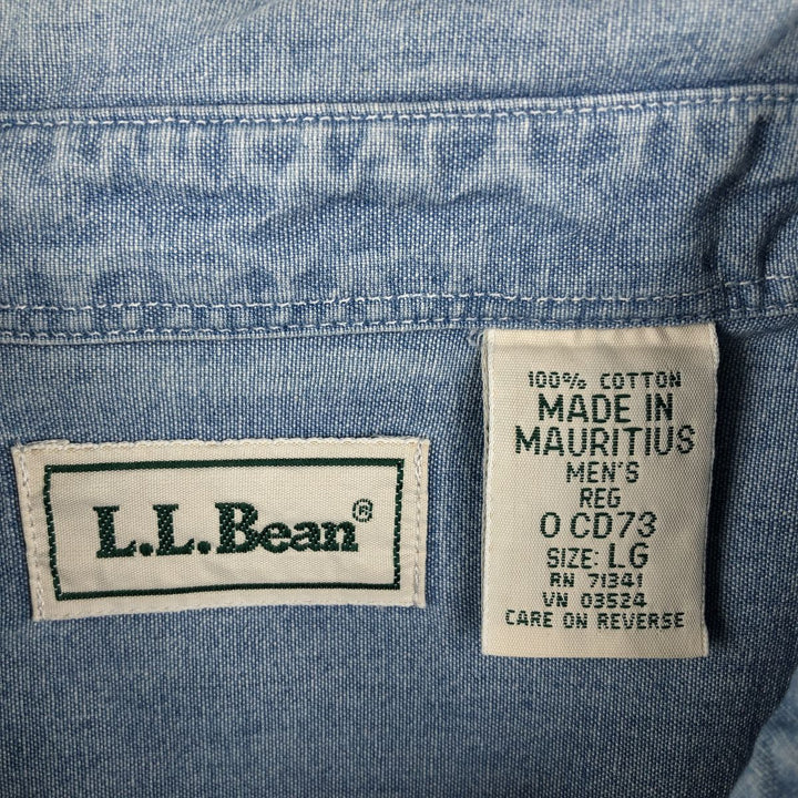 Vintage LLBean long-sleeved denim shirt from the 1990s, men's size L (approx.). cotton blue type Vintage Second Hand
