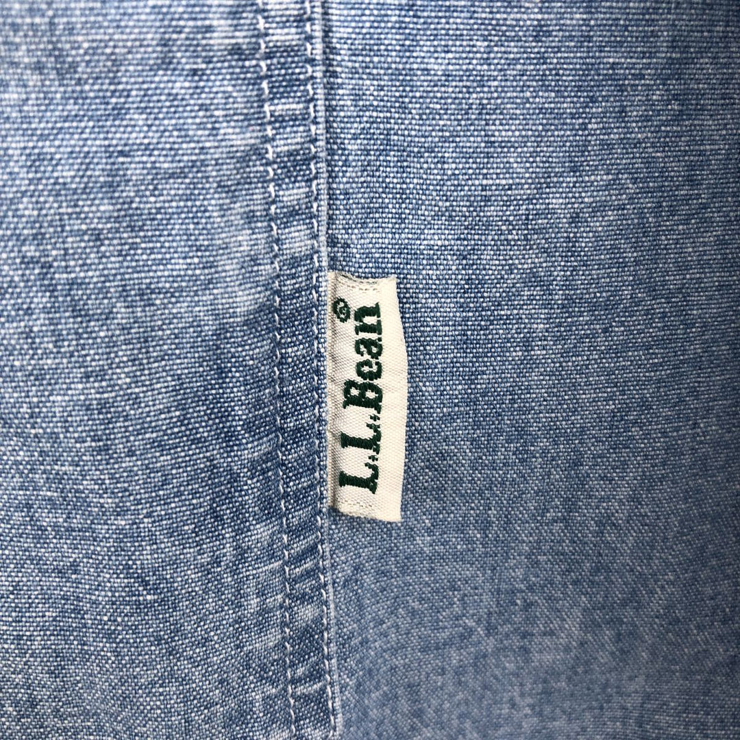 Vintage LLBean long-sleeved denim shirt from the 1990s, men's size L (approx.). cotton blue type Vintage Second Hand